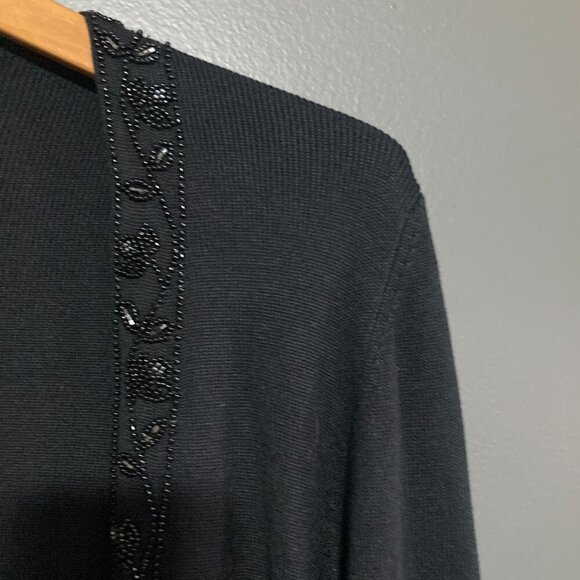 Ann Taylor Women Open Cardigan Size S Black 100% Silk Formal Sequin Detail - Picture 3 of 5